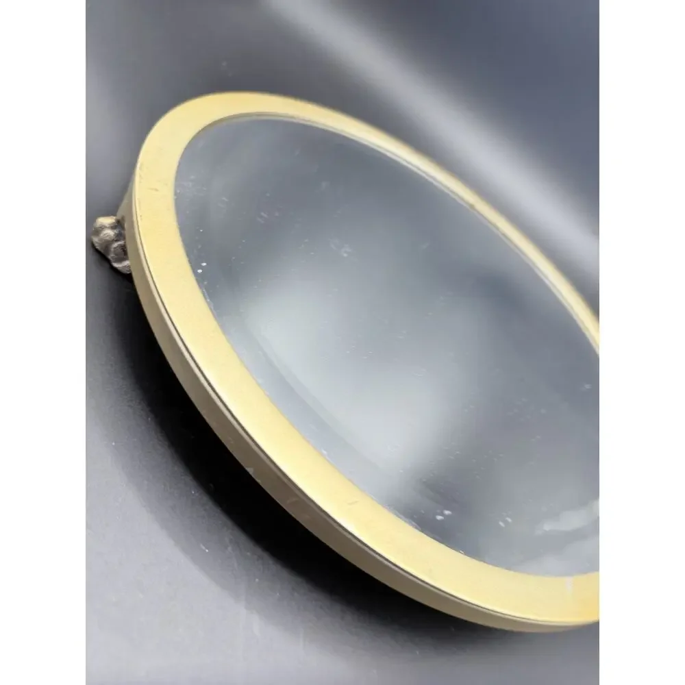 West Elm 14” Round Mirrored Tray Gold Brass Tone Footed Vanity Bar Decor